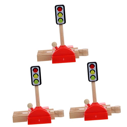 WHAMVOX 3 Stück Bahngleiszubehör Bahnübergang Signal Eisenbahn Zug Straßensperre Zugzubehör Ampeln Spielzeug Simulation Straßensperre Spielset Lustige Straßensperre Modellspielzeug Holz von WHAMVOX