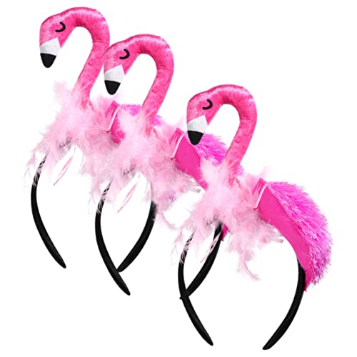 WHAMVOX 3St Flamingo-Stirnband lustiges Stirnband Hawaii-Outfits für Kinder tropische Stirnbänder Party faschingskostüme fasnachtskostüme Cosplay-Kopfschmuck Flamingo-Haarreifen Feder Rosy von WHAMVOX