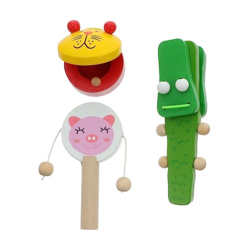 WHAMVOX 3St Holz Musik Spielzeugtrommel musikalisches kastagnetteninstrument für Kinder kinderinstrumente Kinder musikinstrumente klappern -Trommel- hölzern von WHAMVOX