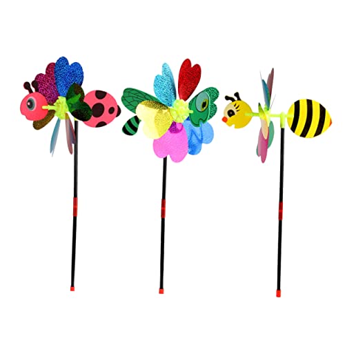 WHAMVOX 3St Insektenwindmühle Windrad Spielzeug Windspielzeug Windmühle für Kinder buntes Windrad spielstrasse für Kinder spielzelt Kinder Kinderspielzeug Cartoon-Windrad Plastik Colorful von WHAMVOX