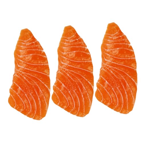 WHAMVOX 3St Simulation Lachs Essensmodelle vorgeben künstliche Lachsmodelle Lebensmittelmodelle hochzeitsdekoration schaukästen gefälschtes Lachsmodell simulierte Lachsscheiben PVC Orange von WHAMVOX