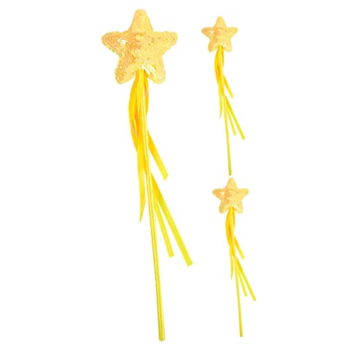 WHAMVOX 3St Zauberstab Sternenstab Flash-Spielzeug sternförmige Feenstäbe Kleinkindspielzeug adukt heeloween Fairy Wand zauberw Zauberstäbe für Kinder Exquisite Feenstäbe Plastik Yellow von WHAMVOX