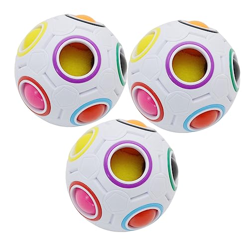 WHAMVOX 3St magischer Ball Würfel Regenbogenkugel Würfelspielzeug Regenbogen-Puzzle Puzzleball Spielzeug für Kinder kinderspielzeug Würfel-Fußballspielzeug Spielzeug-Puzzle Abs Colorful von WHAMVOX