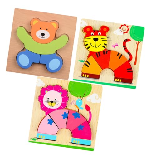 WHAMVOX 3st Puzzle Für Kinder Spielzeug Dreidimensionales Puzzlebrett Aus Holz Cartoon Holzpuzzles Puzzles Aus Holz Hölzern von WHAMVOX