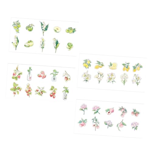 WHAMVOX 4 Sätze Heißprägeaufkleber Grüne Aufkleber Grünes Dekor DIY-Scrapbooking-Aufkleber Transparente Dekorative Blumenaufkleber Dekorative Abziehbilder Kawaii-Aufkleber Das Haustier von WHAMVOX