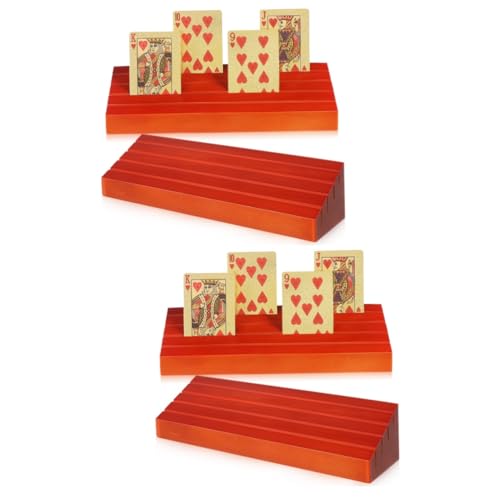 WHAMVOX 4 Stück 1 Brückenkartenhalter Kartenhalter Für Kartenspiele Spielkarten-Organizer Ablagefach Für Spielkarten Spielkarten-handhalter Spielkartenständer Spielkartenhalter Kiefernholz von WHAMVOX