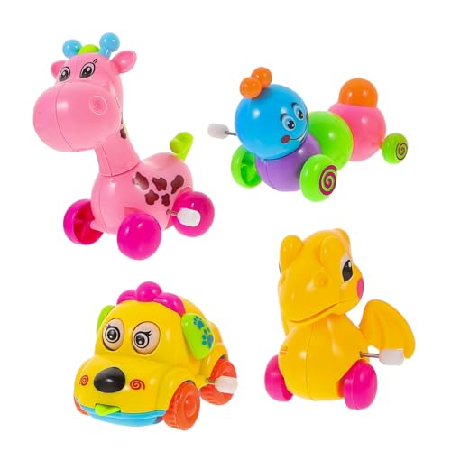 WHAMVOX 4er Set Aufziehspielzeug Bunte Cartoon Tiere Mit Federmechanismus Für Aufzieh Wind up Inkl Drachen Hund Giraffe Raupe Zufällige Farben Ideales Für Jungen Und von WHAMVOX