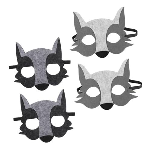 WHAMVOX 4 Stück Halbgesichts-wolfsmasken, Halloween-cosplay-masken, Filz-anziehmasken, Maskerade-wolfsmasken von WHAMVOX