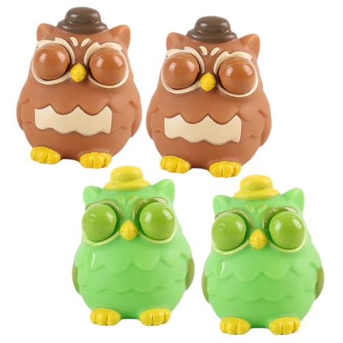 WHAMVOX 4 Stück Pop-Eyed Eule Anti-Stress-Spielzeug tierischer Stressball Kinderspielzeug Spielzeug für Kinder Spielzeuge Zappelspielzeug zum Stressabbau Quetschspielzeug in Eulenform PVC von WHAMVOX