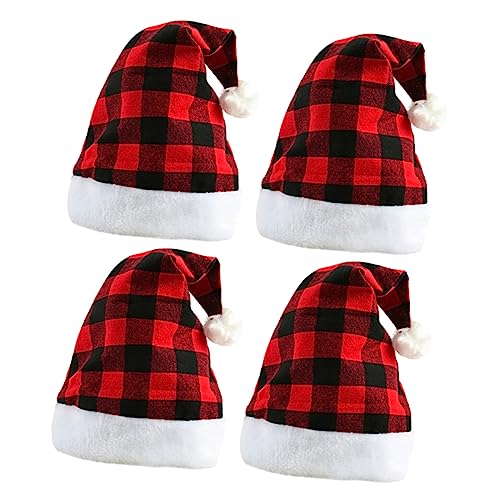 WHAMVOX 4 Stück Weihnachtsmütze Weihnachtsdekoration Weihnachtsmann-cosplay-kostüm Weihnachts-party-hüte Hut Anziehen Weihnachtskegelhut Pullover Fedora-hut Weihnachtsmannmütze Stoff von WHAMVOX