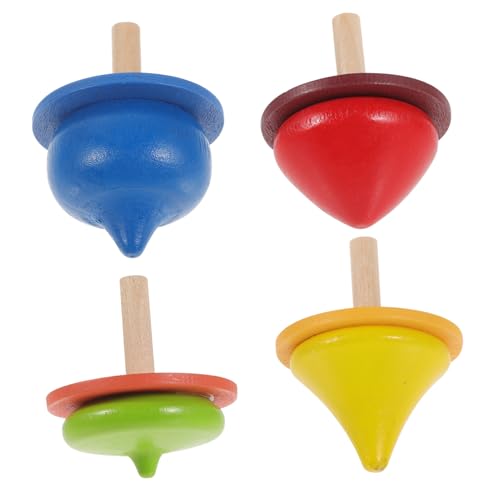 WHAMVOX 4 Teiliges Holzspielzeug Set Bunte Handgemachte Kreisel Für Jungen Und ädchen Pädagogisches Lernspielzeug Zur Der Motorik Und Kreativität von WHAMVOX