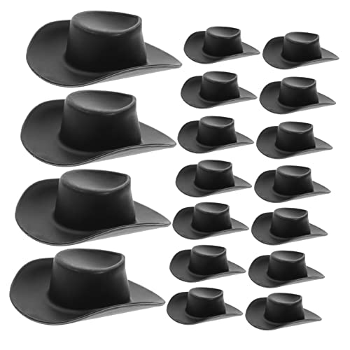 WHAMVOX 40St Mini-Cowboyhut kleine Hütchen zum Basteln Mini-Kuchen-Zylinder Cowboyhüte für Partys Kinder Spielzeug Toys Miniatur-Hutdekoration Minihüte zum Basteln Plastik Black von WHAMVOX