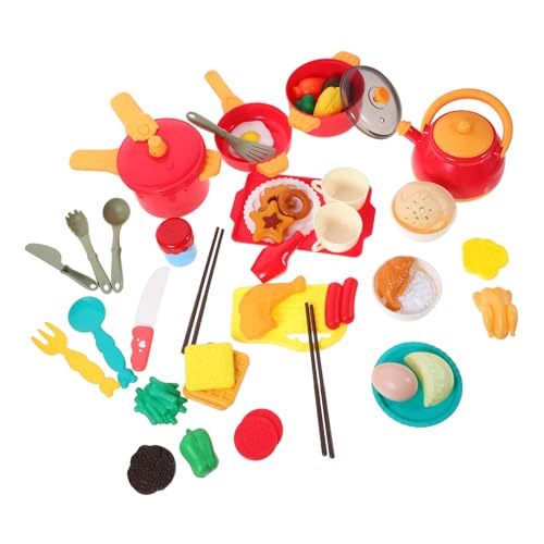 WHAMVOX 49 Teile Kinder Küche Spielzeug Set Kochgeschirr Besteck Und Küchenaccessoires Für Realistische Rollenspiele Simulation Mahlzeiten Spielzeug Für Kinder Ab 3 Jahren von WHAMVOX