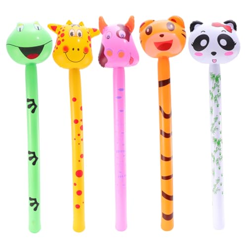 WHAMVOX 5 Stück Teiliges Aufblasbare PVC Tierballons Sticks für Kindergeburtstag Bunte Leichte Spielzeuge mit Kuh Tiger Panda Reh Designs Schnell Aufblasbar und Einfach zu Verstauen WHAMVOX 5 Stück Teiliges Aufblasbare PVC Tierballons Sticks für Kindergeburtstag Bunte Leichte Spielzeuge mit Kuh Tiger Panda Reh Designs Schnell Aufblasbar und Einfach zu Verstauen von WHAMVOX