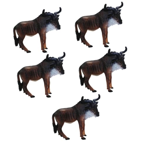 WHAMVOX 5st Afrikanisches GNU-Modell Tiere Figur Spielzeug Gnus Spielset Wildtierfiguren Wilde Tierfiguren Maßstabsgetreue Modelltiere Tierwelt Simulierte Gnus Haushaltsdekorationen PVC von WHAMVOX