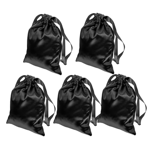 WHAMVOX 5st Aufbewahrungstasche Für Augenmasken Partytaschen Mit Kordelzug Festival-geschenktasche Hochzeit Schmuck Taschen Kleine Geschenktüten Mit Kordelzug Schmuckbeutel Black Polyester von WHAMVOX