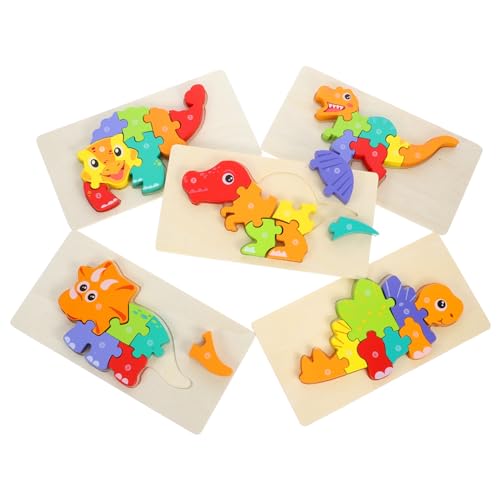 WHAMVOX 5st Dinosaurier-Puzzle Kinderspielzeug Kleinkind-Puzzle Kleinkindspielzeug Spielzeug Für Kleinkinder Puzzle Für Kleinkinder Kinderpuzzle Puzzle-Brett -Puzzle Buntes Puzzle Holz von WHAMVOX