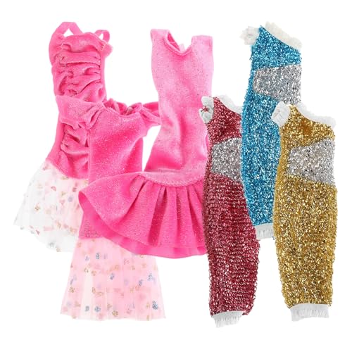 WHAMVOX 6 STK Babydoll-Kleid Mit Pailletten Satinkleid Puppe Brautjungfer One-Shoulder-Kleider Ball Meerjungfrau Eins Prinzessin Kostümkleid EIN Schulterlanges Kleid Partykleid Polyester von WHAMVOX