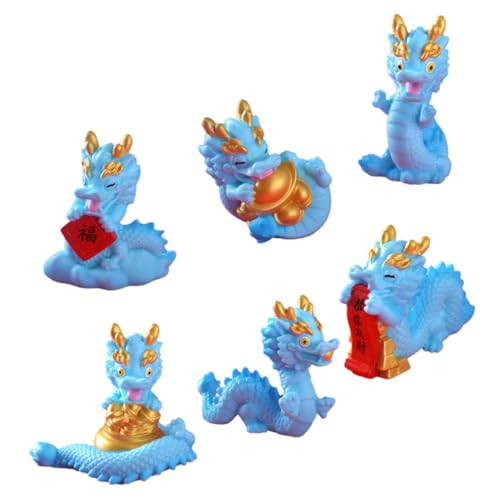 WHAMVOX 6 Stück Mini Drachen Ornamente Miniaturfigur Mini Drache des Chinesischen Neujahrs Chinesische Drachenstatue Drachenfiguren Tierkreiszeichen Figur des Drachen 2024 Miniatur von WHAMVOX