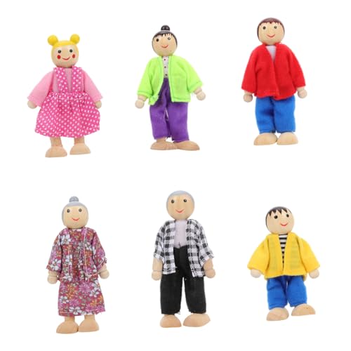 WHAMVOX 6 Teiliges Puppenfamilie Set Miniatur Holzspielzeug Für Puppenhaus DIY Familienfiguren Für Dekorative Figuren Für Kreatives Ideal Für Jungen Und ädchen von WHAMVOX