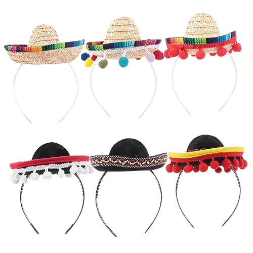 WHAMVOX Mexikanischer Hut Stirnband-set 6 Stück Stabiler Mini-sombrero Lichtechter Festival-kopfschmuck Für Familienspaß von WHAMVOX