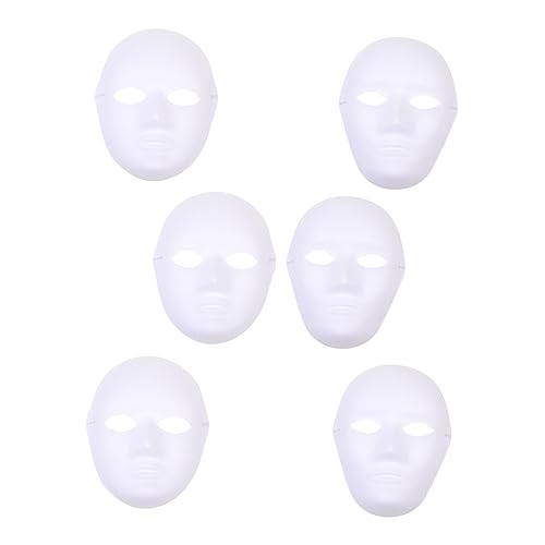 WHAMVOX 6St leere Maske halloween masken halloweenmaske white mask Geschenkideen masken für halloween Kunst Masken lackierbar Halloweenkostüm Malmaterialien weiße Partymaske Papier von WHAMVOX