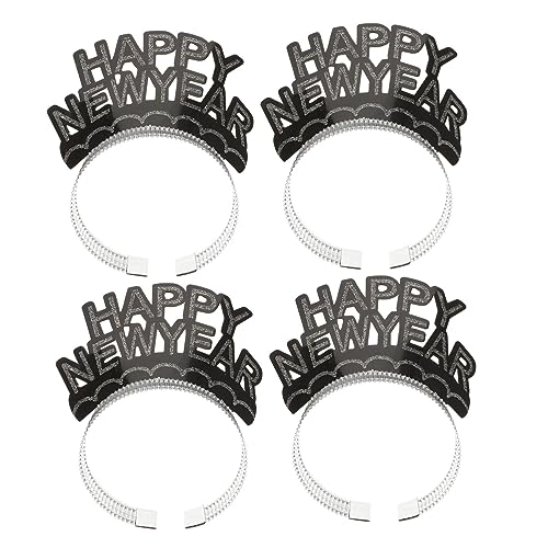 WHAMVOX 6St neujahr kopfschmuck Stirnband machen neues jahr kopf bopper silvester kopfschmuck new year decoration neues jahr stirnband Partyzubehör für das neue Jahr Papier Silver von WHAMVOX