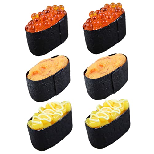 WHAMVOX 6st Sushi-Simulation Simulation Essen Gefälschte Lebensmitteldekore Lebensechtes Onigiri-Modell Lebensechtes Sushi-dekor Japanische Spielzeuge Simulation Onigiri-Modell PVC von WHAMVOX