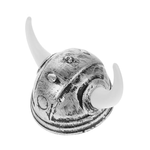 WHAMVOX Anziehhut Wikingerhut Mit Hörnern Wikinger-krieger-helm Mittelalterlicher Wikingerhelm Wikinger Schild Kostüm Hüte Hut Mit Horn Wikingerkostüme Festivalhut Silver Plastik von WHAMVOX