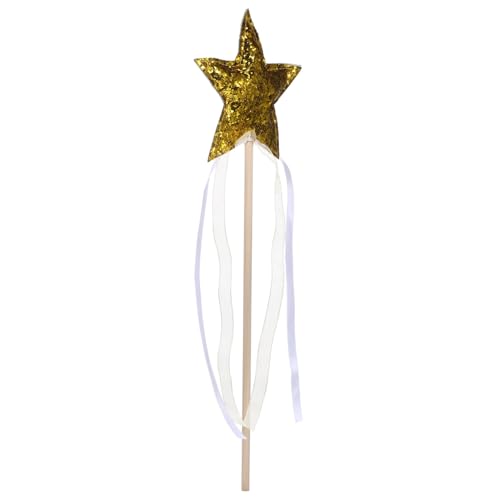 WHAMVOX Goldener Stern Zauberstab mit Band Leichter Handheld Fairy Stick aus Holz und Dekoratives Cosplay Accessoire für Party Bühne Geburtstagsfeier und Feen Kostüm WHAMVOX Goldener Stern Zauberstab mit Band Leichter Handheld Fairy Stick aus Holz und Dekoratives Cosplay Accessoire für Party Bühne Geburtstagsfeier und Feen Kostüm von WHAMVOX
