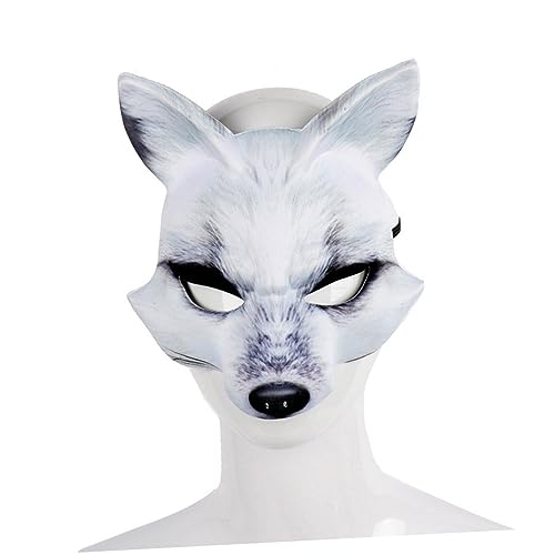 WHAMVOX Halbgesichtsmaske Aus EVA Für Kostüme Tiermaske Weiß Ideal Für Halloween Karneval Und Maskeraden Perfektes Kostümzubehör Für Cosplay Und Kreative Verkleidungen von WHAMVOX