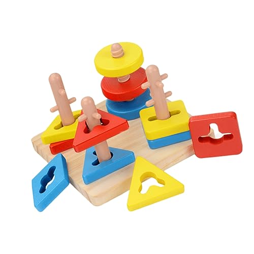 WHAMVOX Holzpuzzle Set Für Kleinkinder Geometrische Formen Lernspielzeug 4 Teiliges Jigsaw Puzzle Für Frühkindliche Bildung Interessantes Baukasten Für Jungen Und ädchen von WHAMVOX