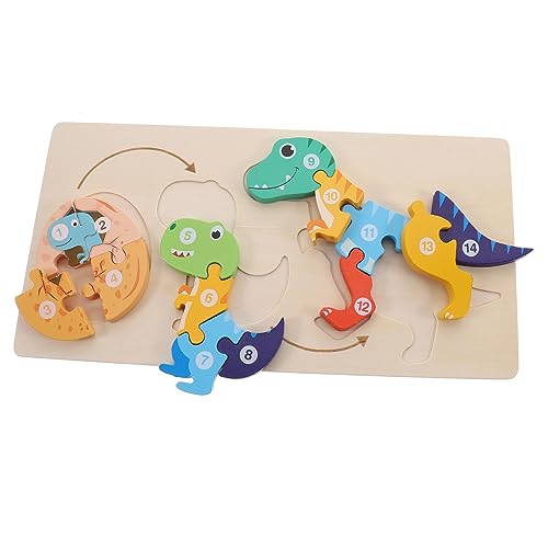 WHAMVOX Holzspielzeug Lernrätsel Puzzle Für Babys Buntes Puzzle Dinosaurier-Puzzle Für Kinder -rätsel Kindergeburtstagsgeschenk Tierspielzeug Für Babys Kleinkindspielzeug Hölzern von WHAMVOX