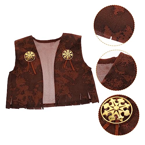 WHAMVOX Kinder-Cosplay-Kleidung für Party Jungenkleidung Cosplay-Kostüme für Jungen Kostümzubehör Halloween Costume Halloween Kleidung Costume Wilde Weste Festivalweste Gestrick Brown von WHAMVOX