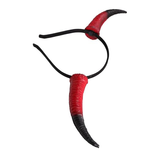 WHAMVOX Klaue Stirnband Cosplay-Hörner Stirnband aus Teufelshorn Haarband aus Horn weiße Hörner Schafshorn Haarband Schaf Kopfschmuck Halloween-Horn-Stirnband Hornstirnbänder für Damen rot von WHAMVOX