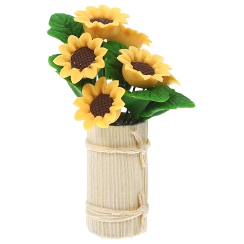 WHAMVOX Mini-blumentopf Zum Basteln Dekorationen Gefälschte Pflanzen Kleines Puppenhaus Sonnenblumen-mittelstücke Für Tische Miniaturen Mädchen Sonnenblumen-tischdekoration Feen Ton Yellow von WHAMVOX