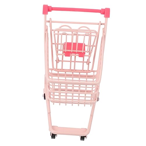 WHAMVOX Mini-einkaufswagen Zusammenklappbare Schubkarre Mini-supermarkt-aufbewahrungsspielzeug Mini-supermarkt-handwagen Rayan-Spielzeug Für Kinder Miniatur-puppenhaus Korb Kunststoff Rosa von WHAMVOX