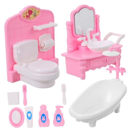 WHAMVOX Miniatur Badezimmermöbel Set Für Puppenhaus Inkl Badewanne Und Toilette 1 Satz Puppenhausmöbel Für Kreative Szenenlayouts Und Spielideen von WHAMVOX