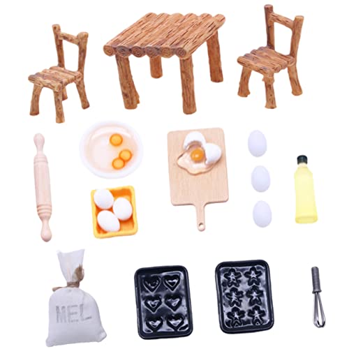 WHAMVOX Puppenhaus Zubehör Essen Mini Stuhl Miniatur Holz Möbelverzierungen 1 Satz Miniatur Stühle Und Lebensmittelmodelle Für Puppenhaus Dekoration Ideal Für Kreative Spielwelten Und DIY Projekte von WHAMVOX