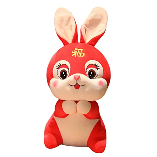 WHAMVOX Plüsch Kaninchen Puppe Chinesische Plüschtiere Kinderspielzeug Kaninchen Plüschtier Kaninchen Maskottchen Spielzeug Chinesisches Neujahrs Kaninchen Puppe Kinder Gefülltes von WHAMVOX