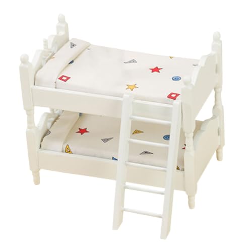 WHAMVOX Puppenhaus Etagen Bett Babypuppentrage für Kinder Puppenbett Bausatz Koje puppenhaus Schlafzimmer puppenhaus Einrichtung Mini-Hausaccessoire Mini-Etagenbettmodell Stoff von WHAMVOX