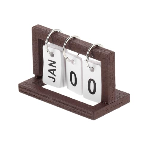 WHAMVOX Puppenhaus Schreibtischkalender Adventskalender Für Bürodekoration Rollenspielkalender Mini Stehkalender Miniatur Dinge Für Puppenhaus Mini Kalender 2025 Kaffeeholz von WHAMVOX