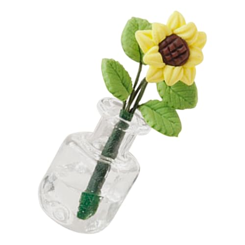 WHAMVOX Puppenhaus Topfpflanze Mini-Hausverzierung Mini-Blumenflaschendekor Micro Plants Miniatures Links Vase Puppenhaus Miniaturen Blumenflasche Puppenhaus-Miniaturornament Glas von WHAMVOX