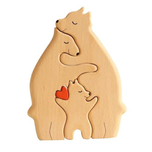 WHAMVOX Puzzle- und Kindbär Spielzeuge Mädchen Spielzeug Kuscheltier Plüsch chinesisches Puzzle Holztiere Dekoration Tierpuzzle Holz Tierhandwerk Malerei Handwerk Kiefernholz Beige von WHAMVOX