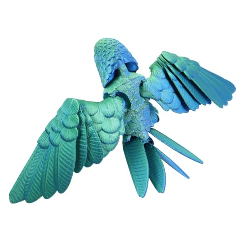 WHAMVOX Realistische 3D Gedruckte Papageienfigur Süßes Vogelmodell Flexibles Tierspielzeug Plastikpapagei Mit Beweglichen Flügeln Artikulierte Vogelstatue Als Schreibtischdekoration von WHAMVOX