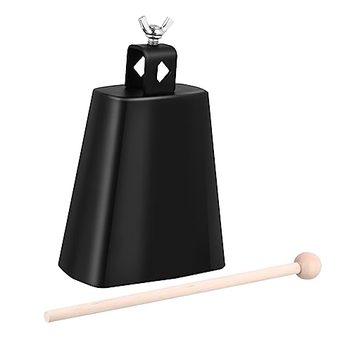 WHAMVOX Schwarze Kuhglocke Sound die Schule de swor scholz cattlebell Cow Bell Schlaginstrument Instrumentenzubehör Zubehör für Trommeln pädagogisches musikalisches Spielzeug Metall Black von WHAMVOX