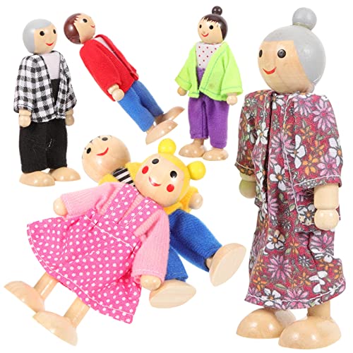 WHAMVOX Set Aus Holzpuppen Mini Puppenfamilie Figuren Spielset Für Rollenspielzeug Für Kreative Spielstunden Bewegliche Puppen Für Fantasievolles von WHAMVOX