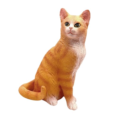 WHAMVOX Simulation Haustier Katze schöne Kätzchenfigur Katze Miniatur Simulationskatzenfigur büro Dekoration Office Decoration Tierkatzenschmuck simuliertes Katzenmodell Plastik Yellow von WHAMVOX