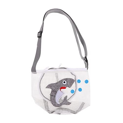 WHAMVOX Spielzeugtasche Strandtasche mit Reißverschluss Strandtasche Kinder Sommerspielzeug für draußen Sandspielzeugsammler Handtasche Strand-Mesh-Muscheltasche Shell-Tasche PVC Grey von WHAMVOX