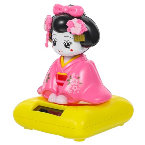 WHAMVOX Tanzende Mädchen-Wackelkopfpuppe japanische Kabuki- traditionelle japanische büro Dekoration office Decoration Spielzeug puppenaugen Auto-Kimono-Puppen-Ornamente Rosa von WHAMVOX